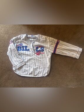 Buffalo Bills Pinstripe Jersey Top - White/Blue